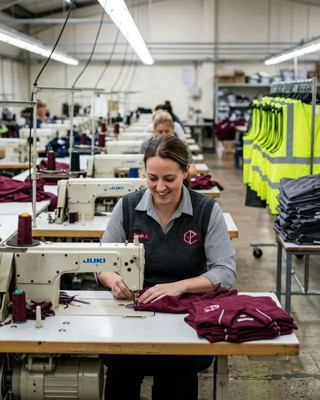 Sewing machinist at work on the factory floor