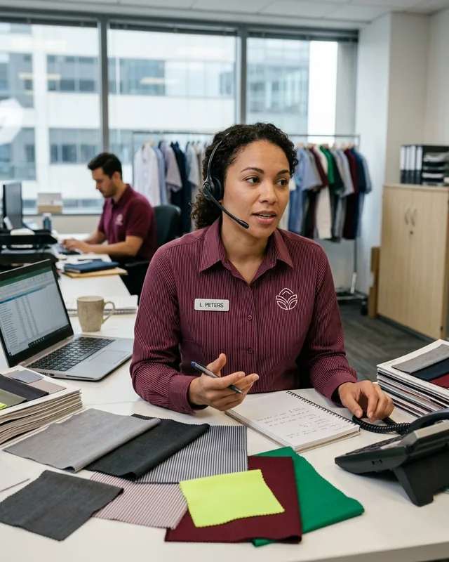 Sales manager answering an inquiry at a desk
