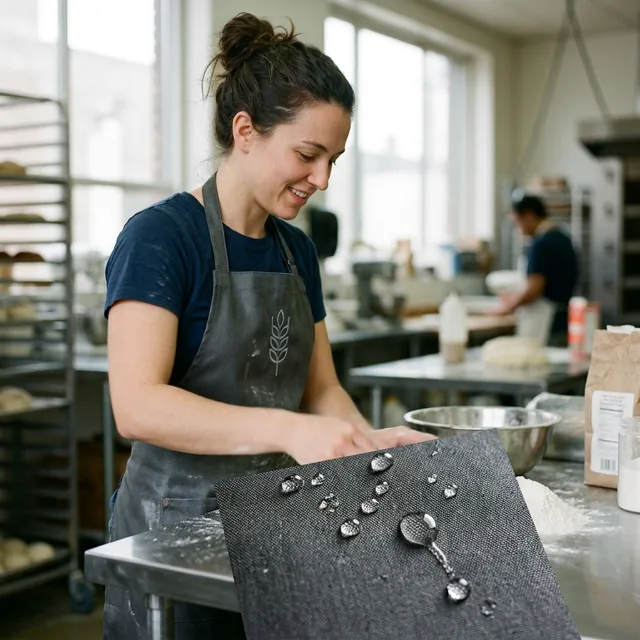 Water beading and rolling off a coated apron face