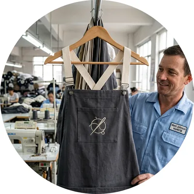 Cross-back apron straps in a contrast colour
