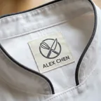 Woven neck label inside a chef coat