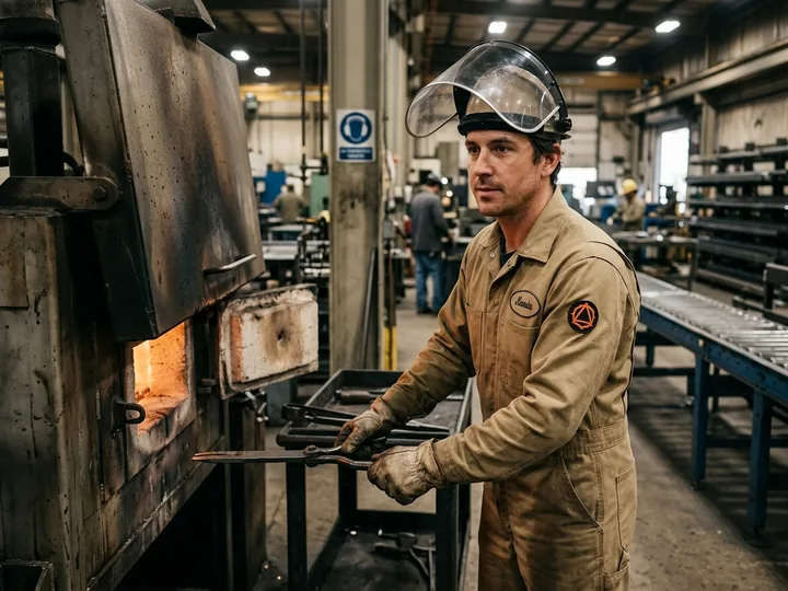Worker in an FR coverall at a furnace area