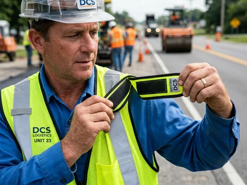 Hook-and-loop breakaway release point opened at the shoulder of a safety vest