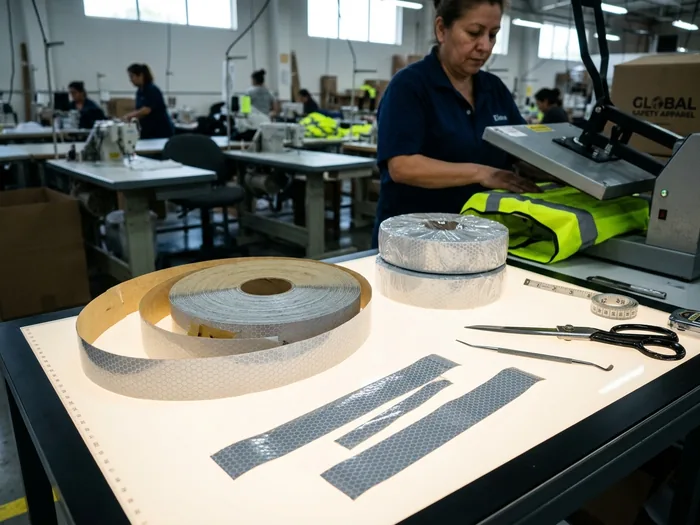 Rolls of segmented reflective tape and sample strips