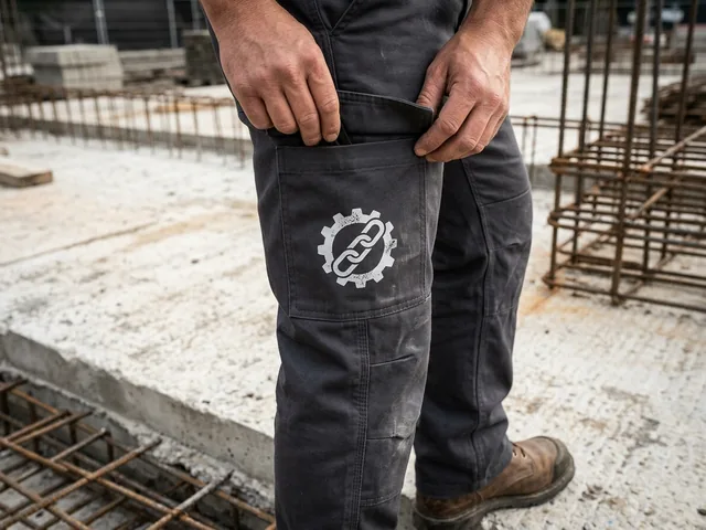 Screen-printed logo on a cargo pocket flap