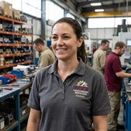 Short-sleeve work polo with three-button placket