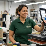 Woman in a women's-cut work polo