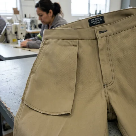 Pocket bag cut from the same FR fabric as the pants