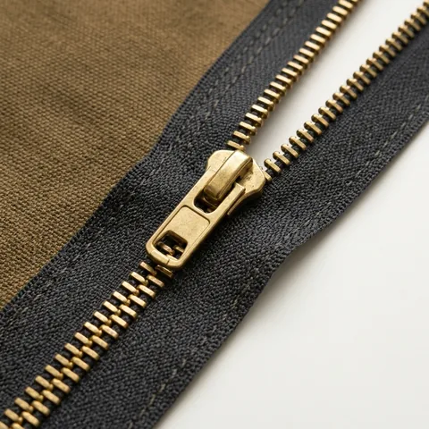 Brass zipper on FR zipper tape