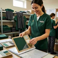 Colour dip card being placed into a document sleeve for an accessories supplier