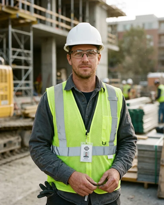 Construction worker in a hi-vis safety vest