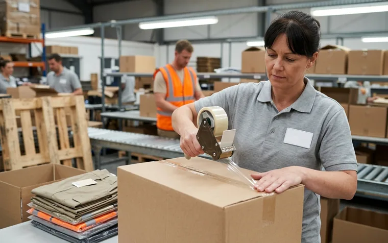Plain unmarked carton being taped shut