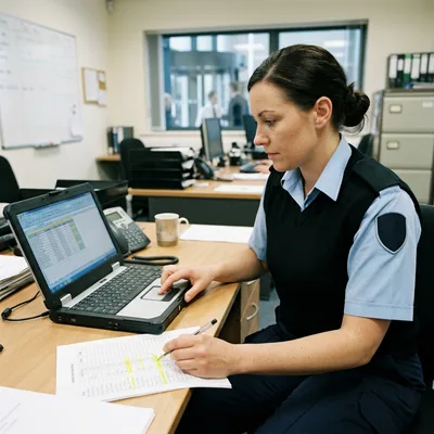 Account manager checking a roster at a desk