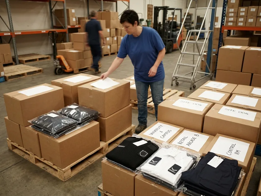 Cartons and person-packs sorted by site ready for dispatch
