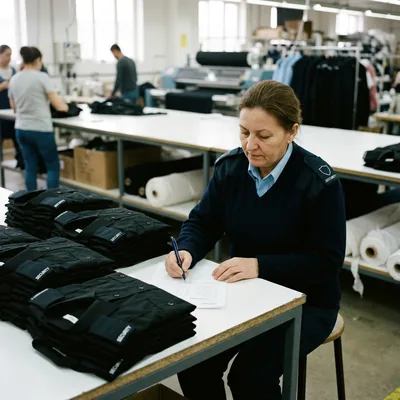 QC manager signing a shipment release at the final inspection table