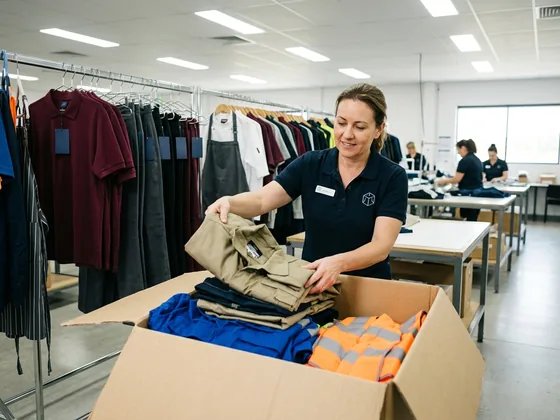 A final inspector drawing garments from a sealed carton